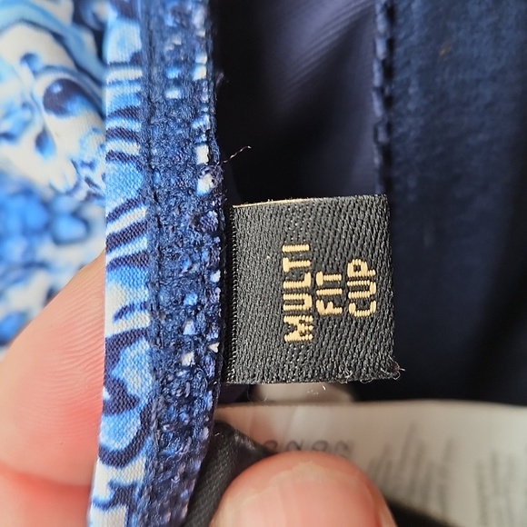 Niptuck Swim Blue White Mosaic Patterned One-Piece Swimsuit 10 - Picture 3 of 9